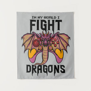 In meiner Welt kämpfe ich Drachen Wandteppich
