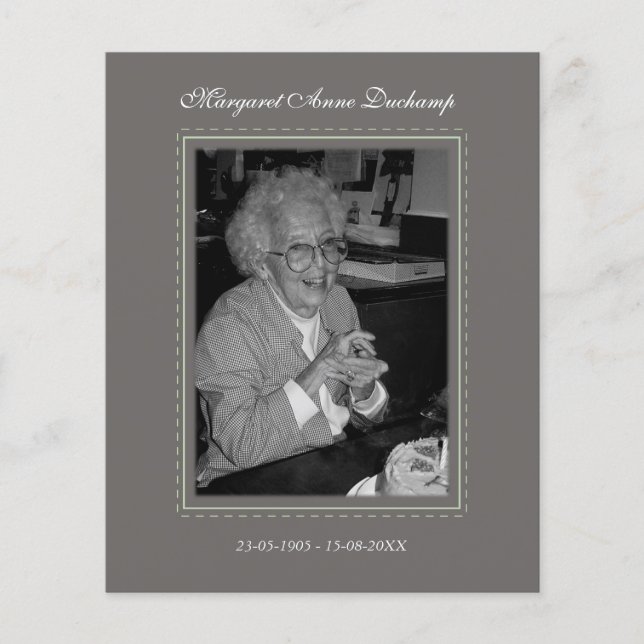 In Memoriam Erinnerung Foto über den Tod Flyer (Vorne)