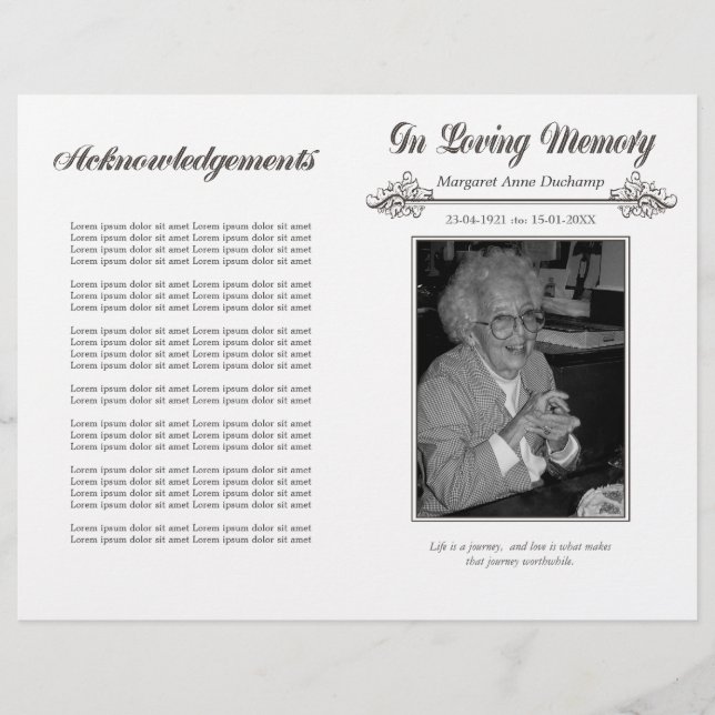 In Memoriam Love Memory Funeral Booklet Template Flyer (Vorne)