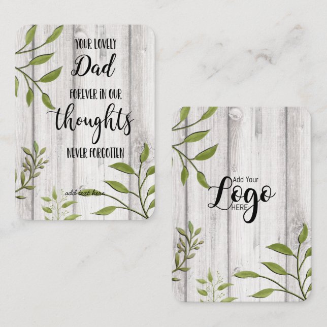 In Memory Beileid Memorial Angel Sake Geschenk hal Visitenkarte (Vorne/Hinten)