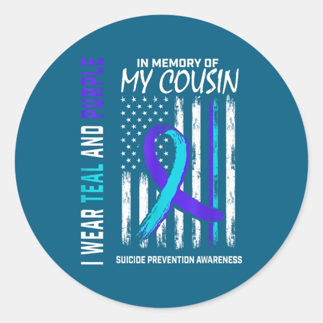 In Memory Cousin Suicide Awareness Prevention Amer Runder Aufkleber (Vorderseite)