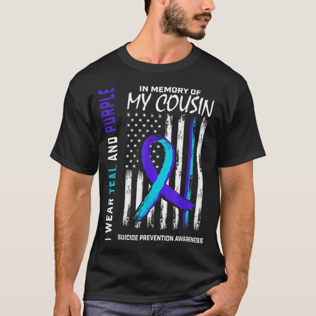 In Memory Cousin Suicide Awareness Prevention Amer T-Shirt (Vorderseite)