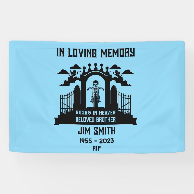 In Memory Motorbike Rider Biker Begräbnis Geschenk Banner (Horizontal)
