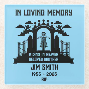 In Memory Motorbike Rider Biker Begräbnis Geschenk Glasuntersetzer
