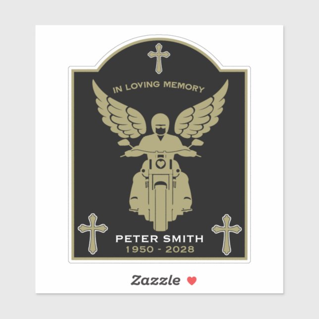 In Memory Motorbike Rider Biker Funeral Aufkleber (Blatt)