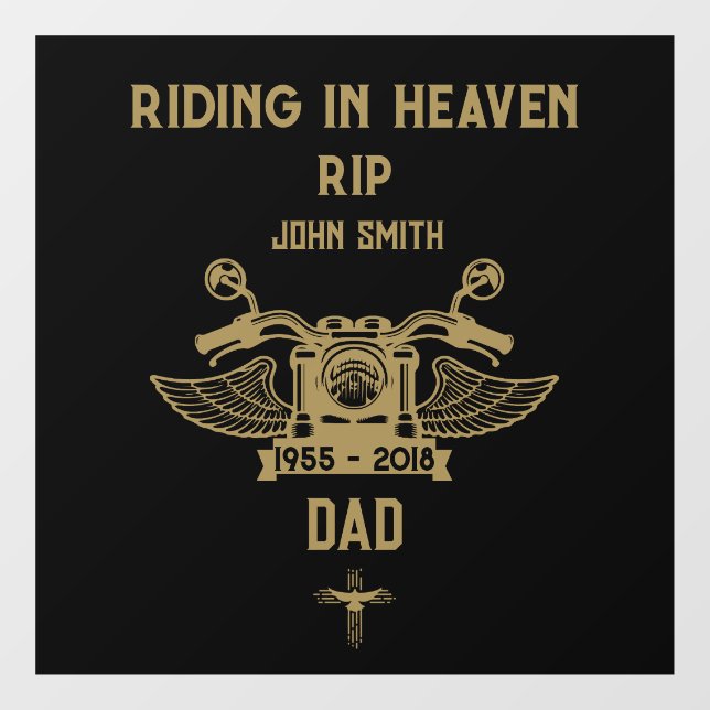 In Memory Motorradfahrer-Beerdigung Fensteraufkleber (Blatt)