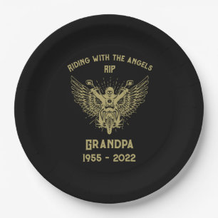 In Memory Motorradfahrer Beerdigung Pappteller