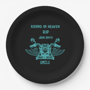 In Memory Motorradfahrer-Beerdigung Pappteller