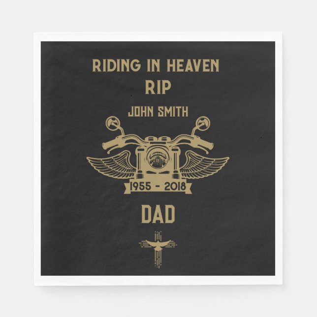 In Memory Motorradfahrer-Beerdigung Serviette (Vorderseite)