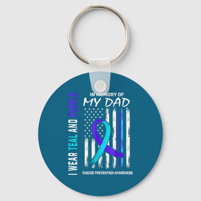 In Memory Of Dad Suicide Prevention Awareness Amer Schlüsselanhänger (Vorderseite)