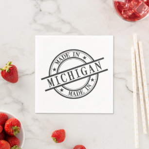 In Michigan Black Rubber Briefmarke Logo Serviette