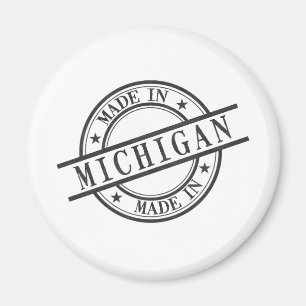 In Michigan Briefmarke Logo Symbol Schwarz Magnet