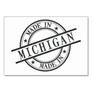 In Michigan Briefmarke Logo Symbol Schwarz Tischnummer