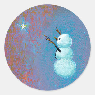 (in Motion) Höllensticker - Adorable Snowman Runder Aufkleber