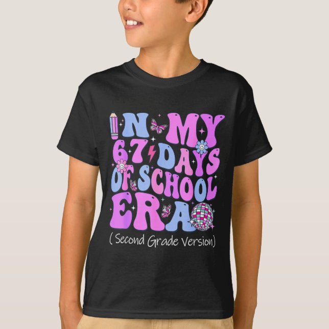 In My 67 Days Of School Era Groovy Second Grade Ve T-Shirt (Vorderseite)
