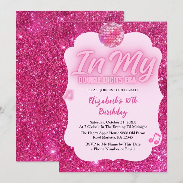 In My Double Digits Era 10th Birthday Einladung (Vorne/Hinten)