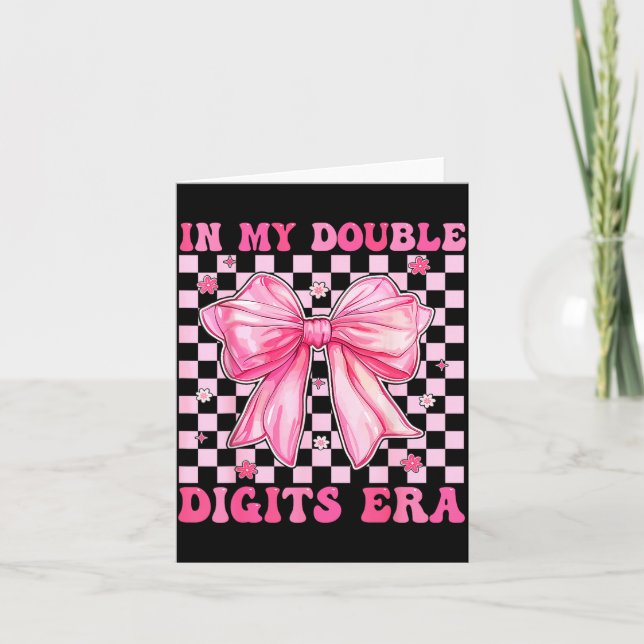 In My Double Digits Era Coquette Bow 10th Birthday Karte (Vorderseite)