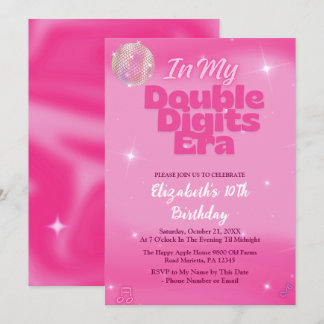 In My Double Digits Era Pink 10th Birthday Einladung