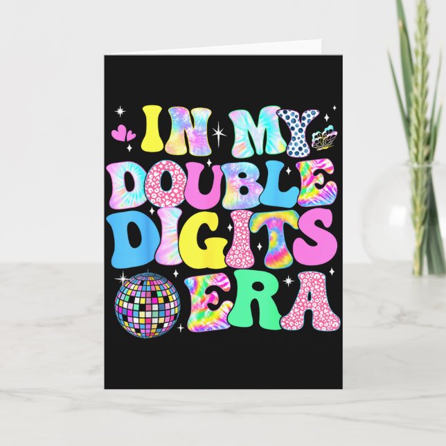In My Double Digits Era Retro 10 Year Old 10th Bir Karte (Vorderseite)