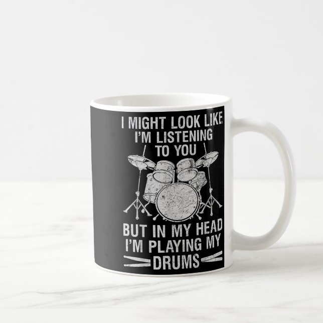 In My Head I'm Playing My Drums Drumming Lover Dru Kaffeetasse (Rechts)