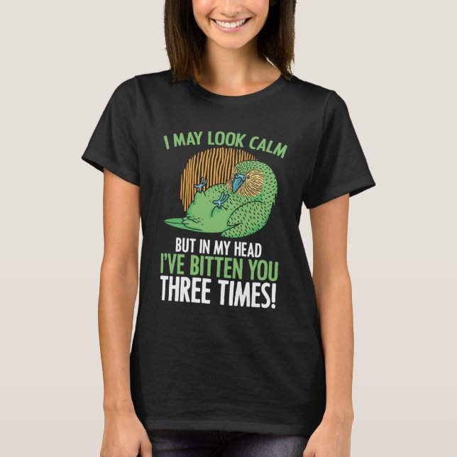 In My Head I've Bitten You 3 Time Parakeet Budgie T-Shirt (Vorderseite)