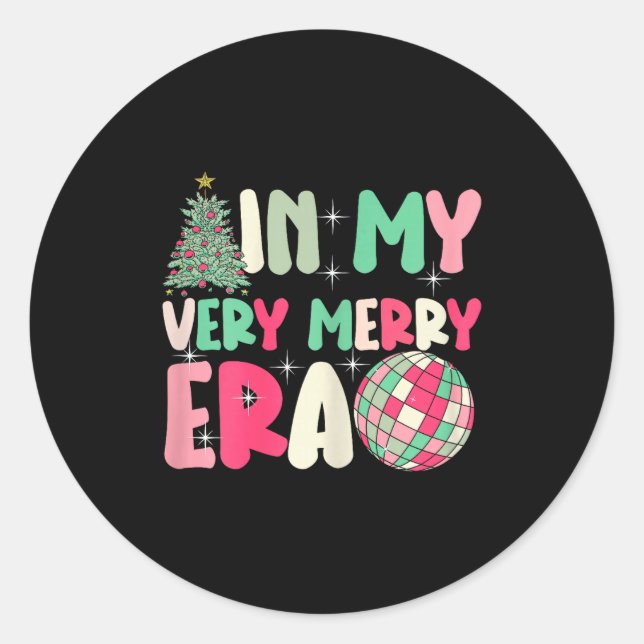 In My Very Merry Era - Cute Groovy Xmas  Runder Aufkleber (Vorderseite)