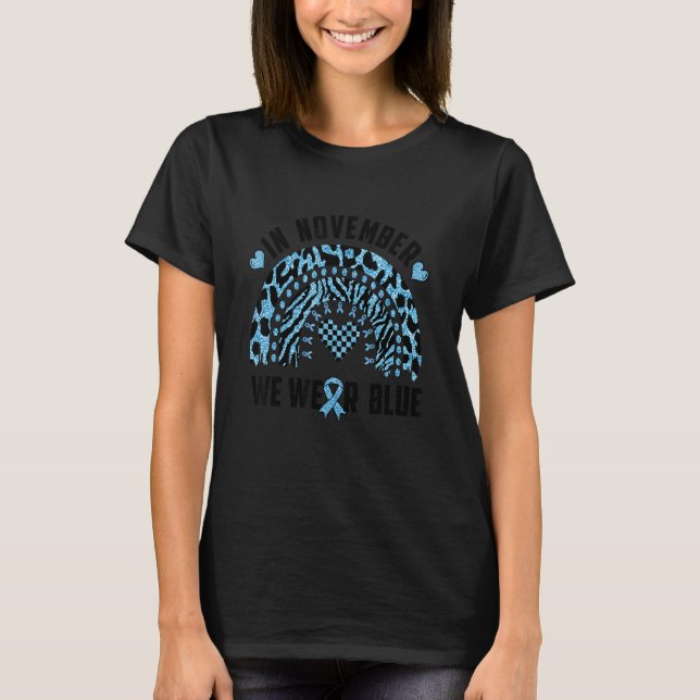 In November We Wear Blue Leopard Rainbow Diabetes  T-Shirt (Vorderseite)