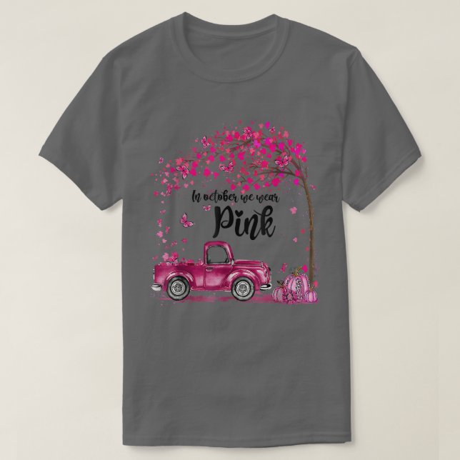 In Oct We Wear Pink Breast Cancer Awareness Pumpki T-Shirt (Design vorne)