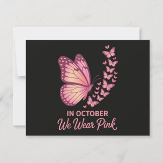 In October Pink Breast Butterfly Einladung