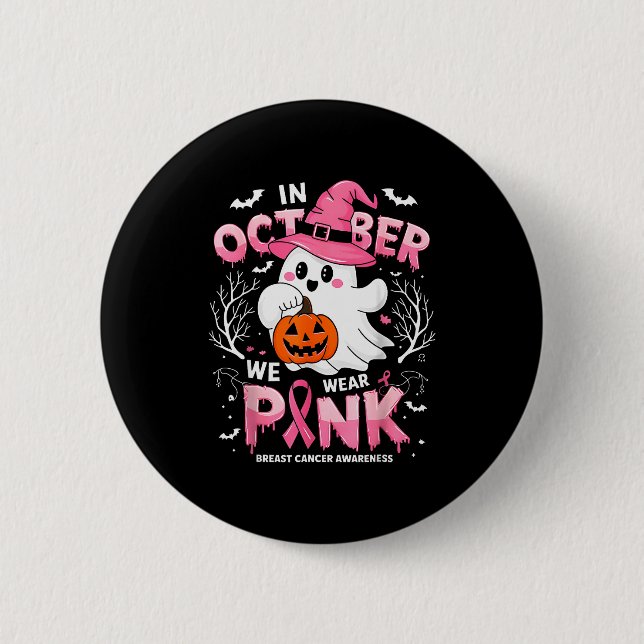 In October We Wear Nk Funny Halloween Ghost Breast Button (Vorderseite)