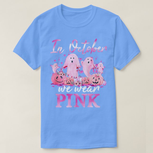 In October We Wear Pink Ghosts & Pumpkins For Brea T-Shirt (Design vorne)