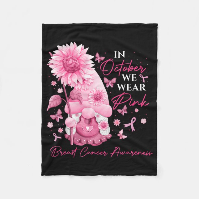 In October We Wear Pink Gnomes Gnome Breast Cancer Fleecedecke (Vorderseite)