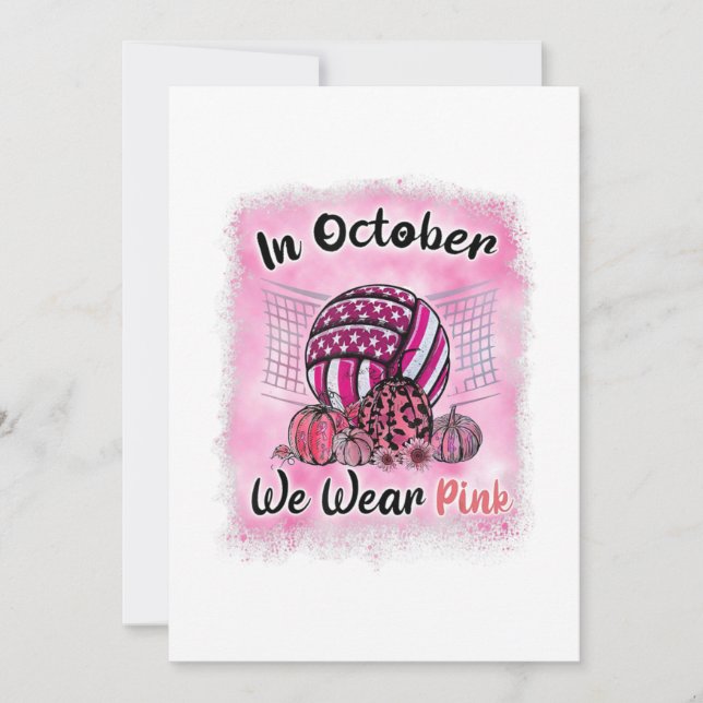 In October We Wear Pink Volleyball Breast Cancer A Dankeskarte (Vorderseite)
