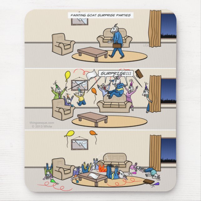 In Ohnmachte fallend Ziegen-Überraschungs-Partys Mousepad (Vorne)