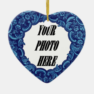 In Our Hearts PHOTO Memorial Tribute Blue A05 Keramikornament