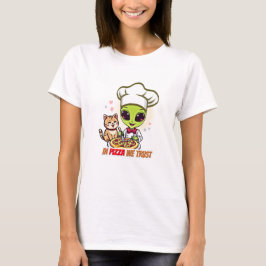 In Pizza We Trust Alien-Chef-Kunst T-Shirt