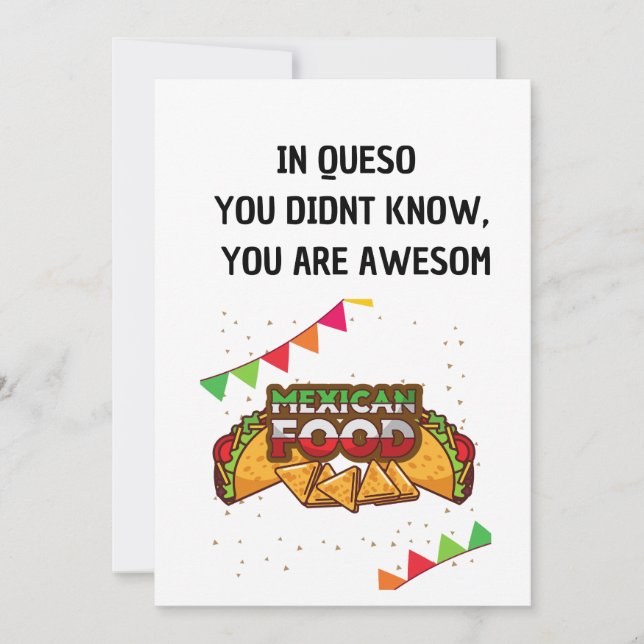 In Queso Funny Mexican Food Liebe Einladung (Vorderseite)