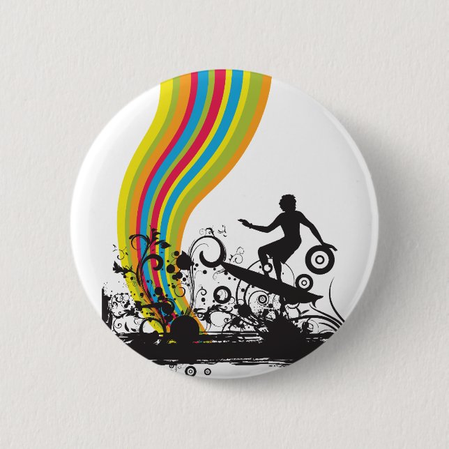 in Regenbögen surfen Button (Vorderseite)