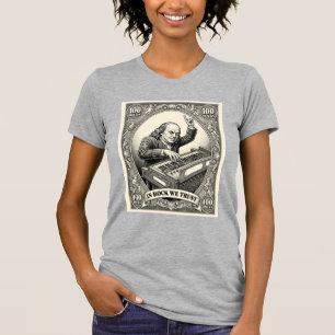 In Rock We Trust 100 Rocks Franklin Keyboarder T-Shirt