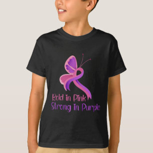 In rosa Starke Lila Gewalt Brustkrebs Aware T-Shirt