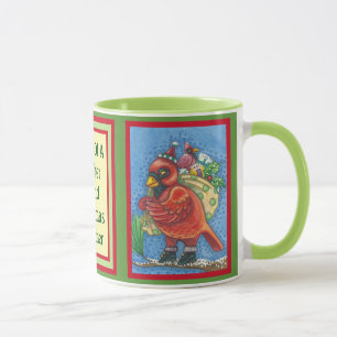 IN ROT SANTA, CHRISTMAS KARDINAL TASSE Verse.