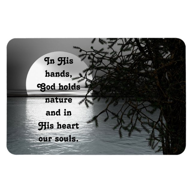 In seinen Händen, der den Mond reflektiert Magnet (Horizontal)