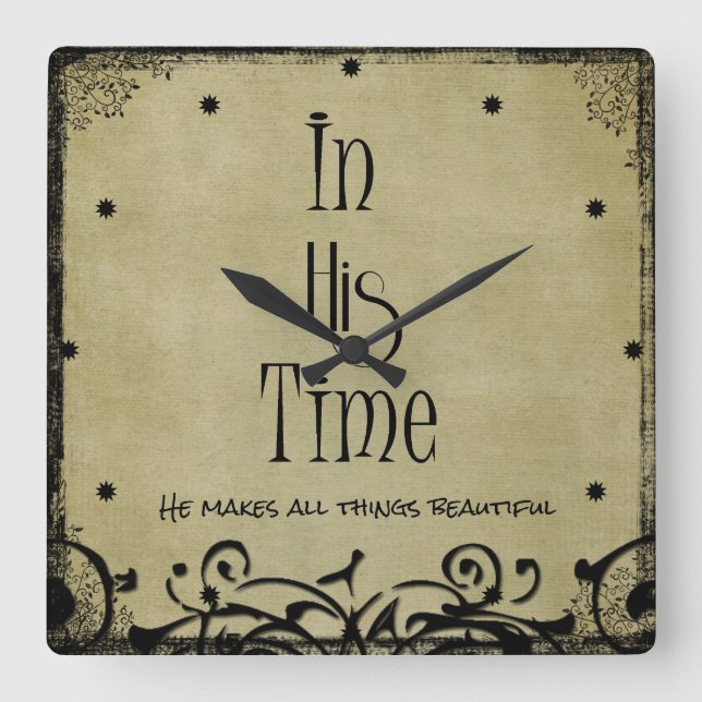 In seiner Zeit Bibelverse Quadratische Wanduhr (Vorderseite)