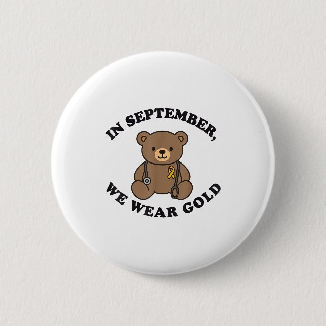 In September We Wear Gold Pediatric Nurse Childhoo Button (Vorderseite)
