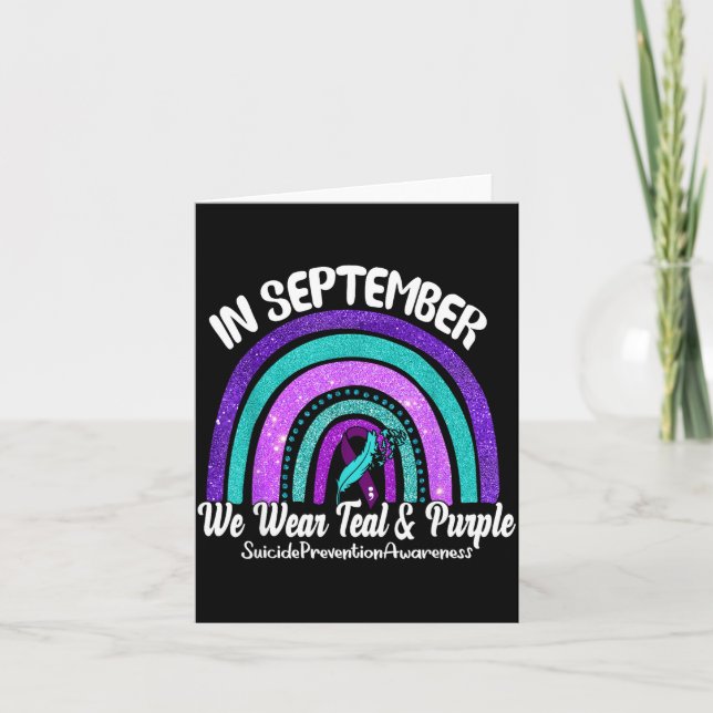 In September We Wear Teal &amp; Purple Rainbow Sui Karte (Vorderseite)