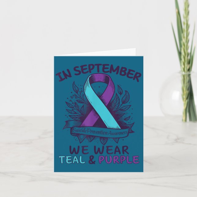 In September We Wear Teal Purple Ribbon Suicide Pr Karte (Vorderseite)