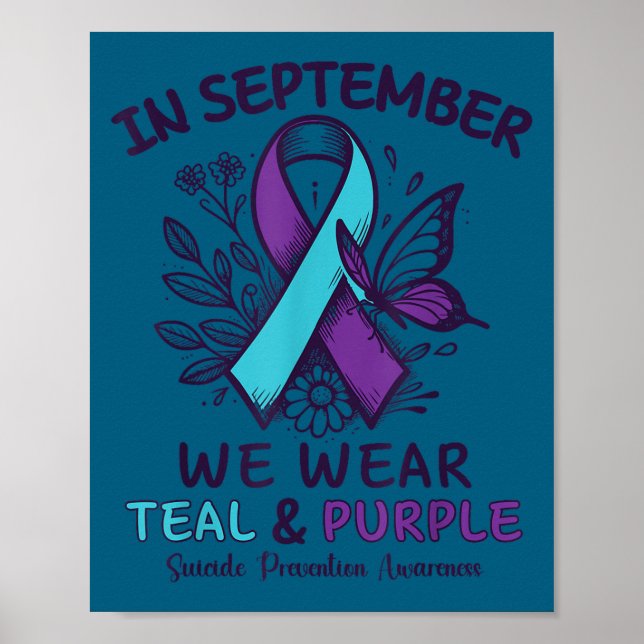In September We Wear Teal Purple Ribbon Suicide Pr Poster (Vorne)