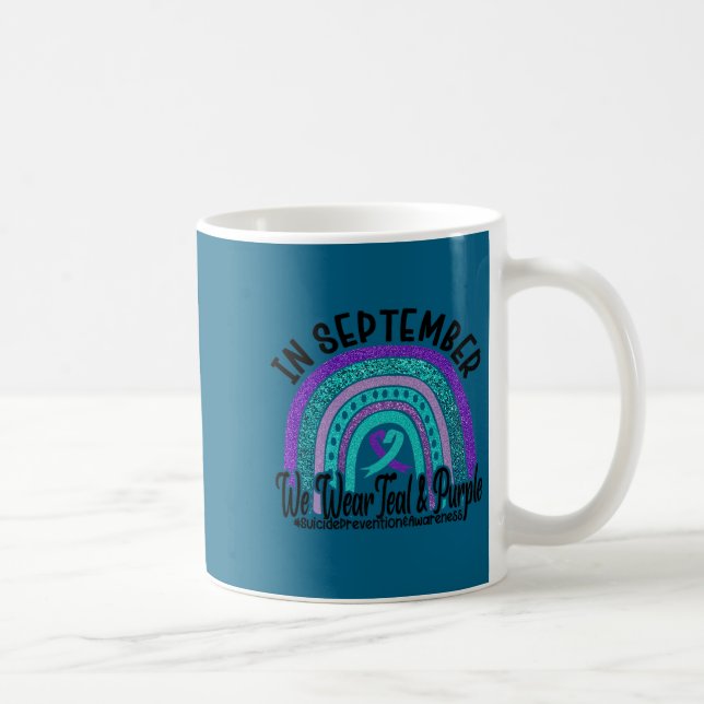 In September Wear Teal And Purple Rainbow Suicide  Kaffeetasse (Rechts)