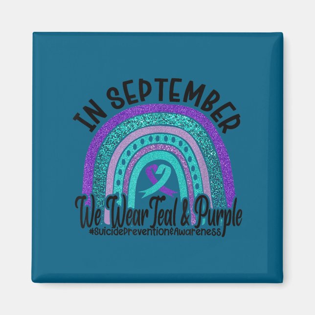 In September Wear Teal And Purple Rainbow Suicide  Magnet (Vorne)