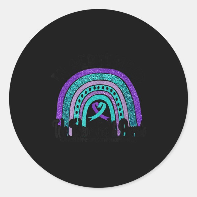 In September Wear Teal And Purple Rainbow Suicide  Runder Aufkleber (Vorderseite)